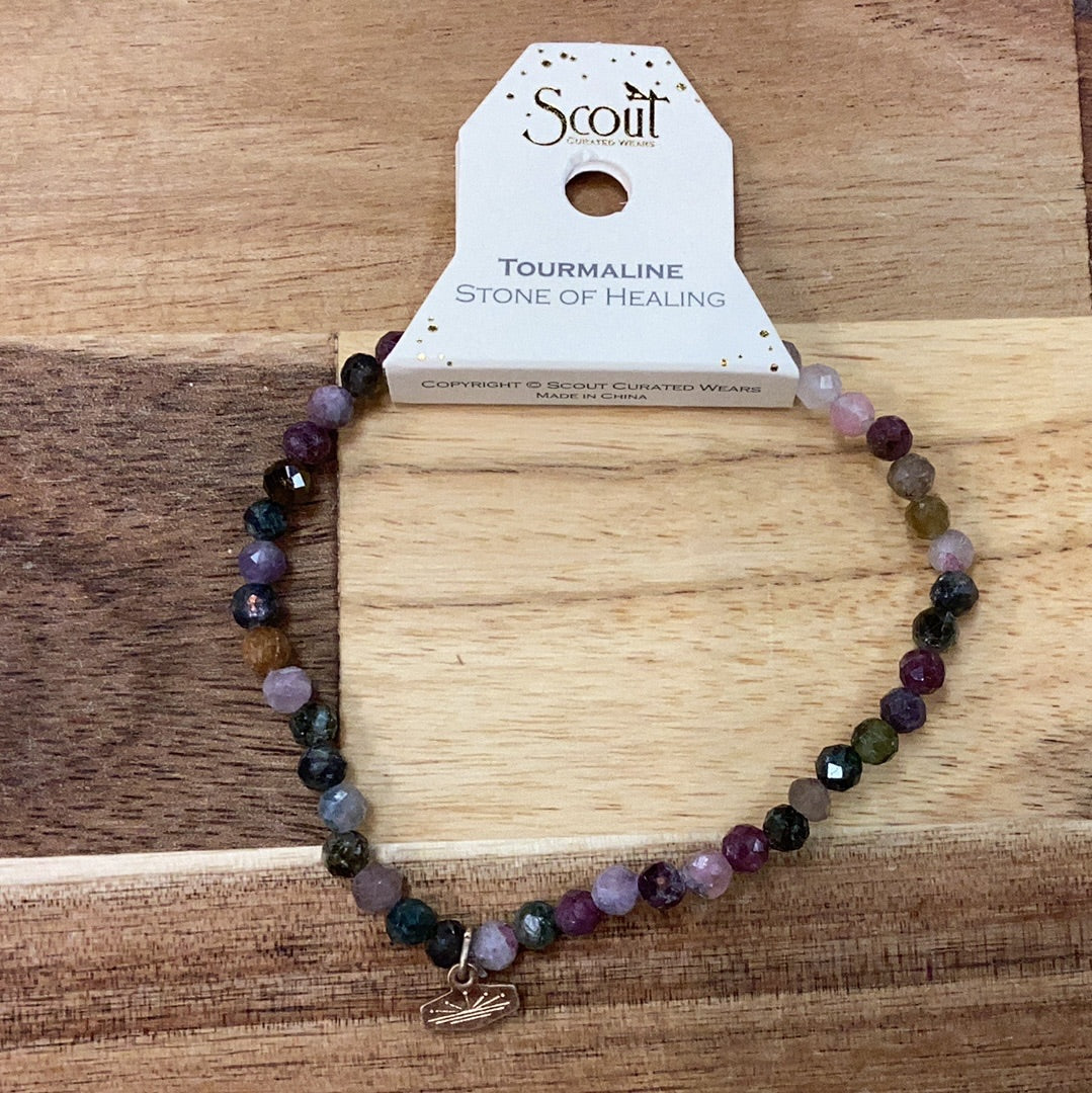 Scout mini faceted stone stacking bracelet… Tourmaline/Gold
