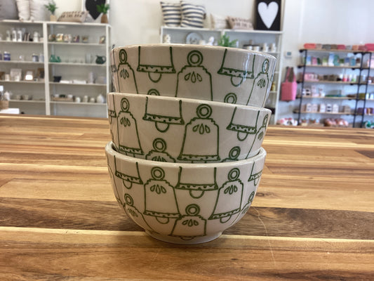 Stoneware bowl with green bells