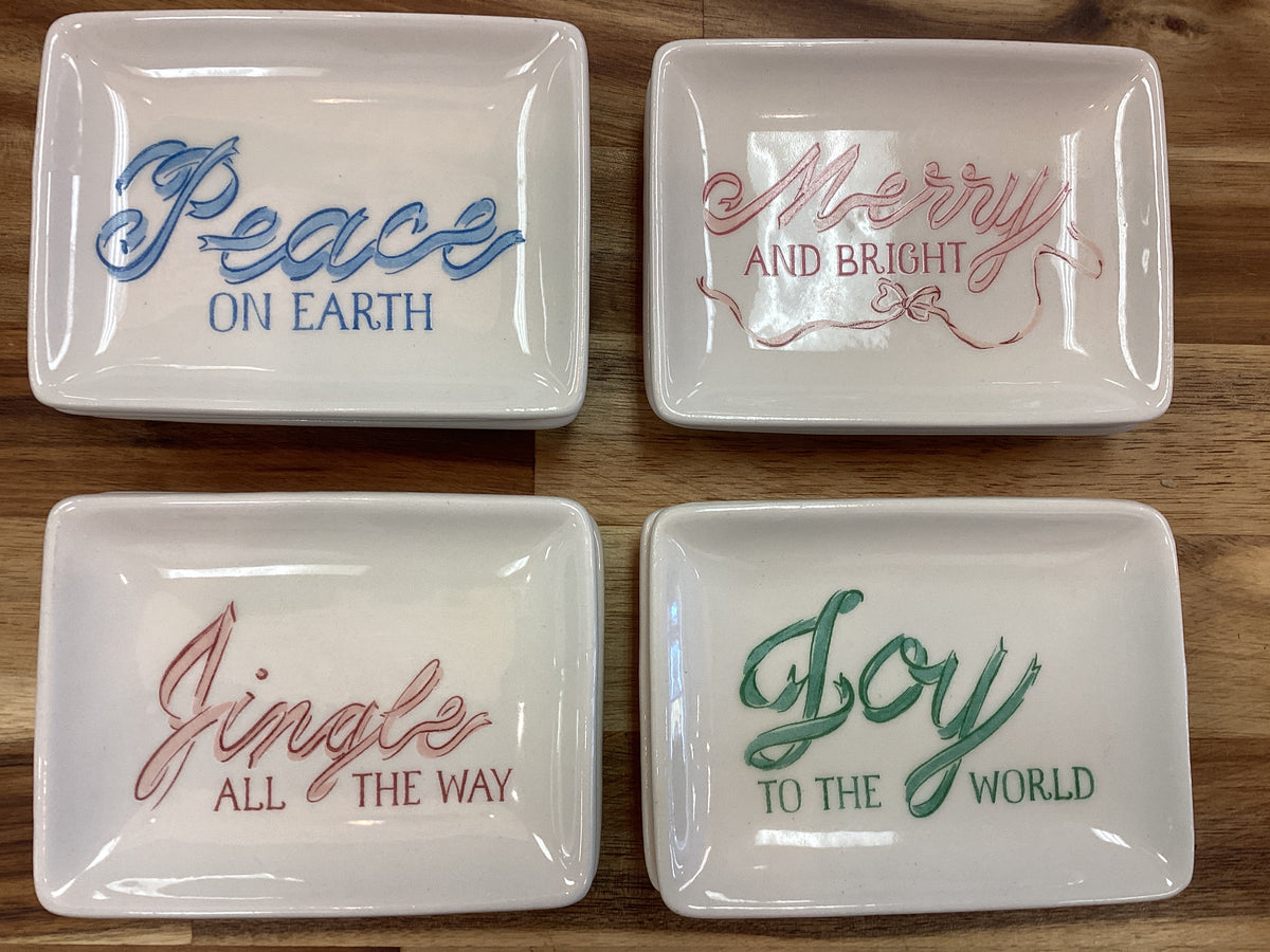 Small rectangle dish with holiday phrases