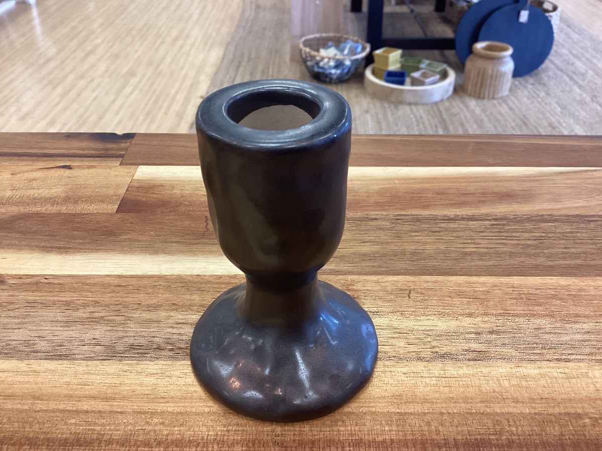 Stoneware taper holders black 3 sizes