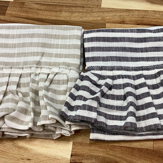 Striped tea towels with ruffle