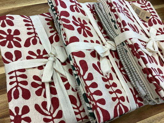 Dish towels, 3 pack, red, green pattern