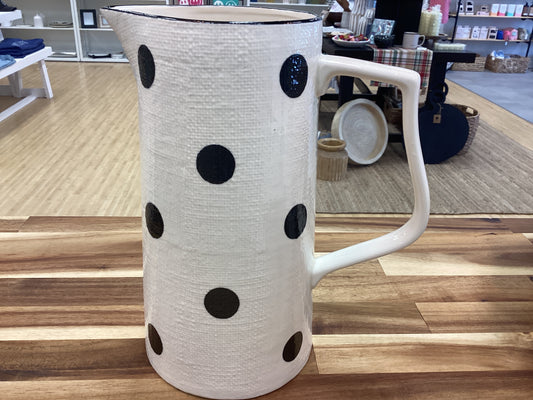 Pitcher…cream with black dots…linen texture