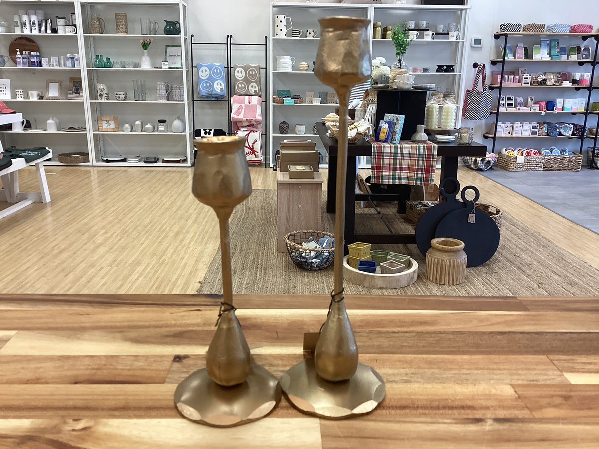 Cast iron taper candle holders (gold) two sizes