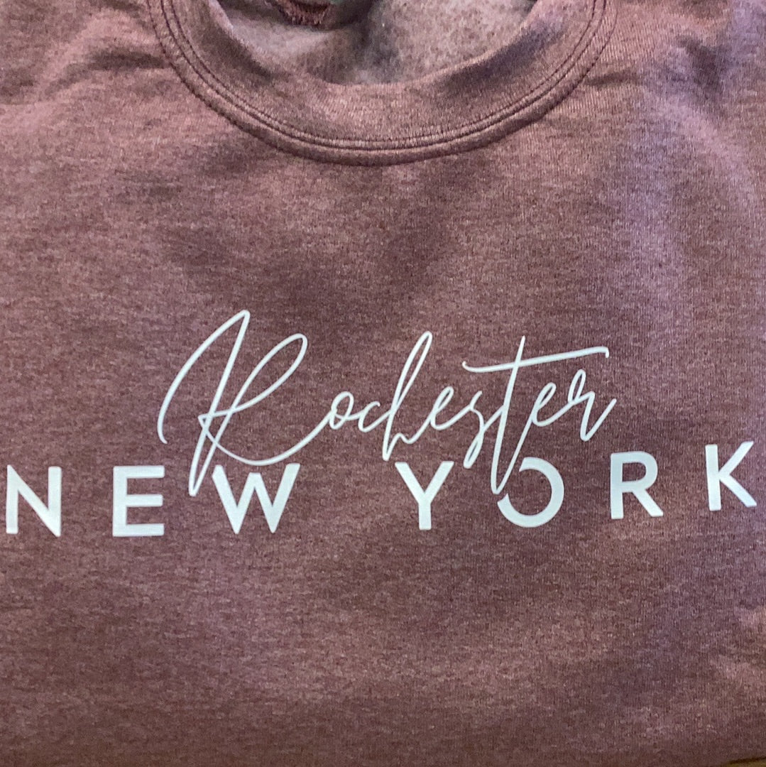 Custom Rochester, NY Sweatshirt: Large…Heather Maroon