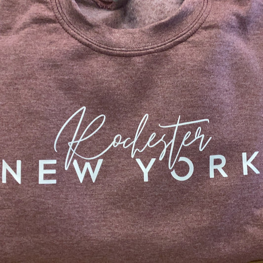 Custom Rochester, NY Sweatshirt: Large…Heather Maroon
