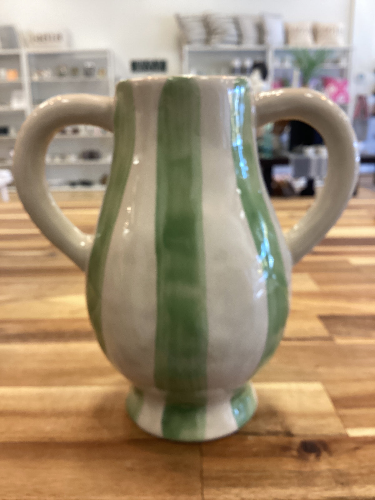 Vase with green stripes