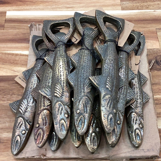Fish shaped bottle opener…antique gold finish