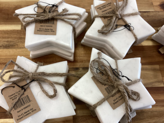 Marble star shaped coasters/white