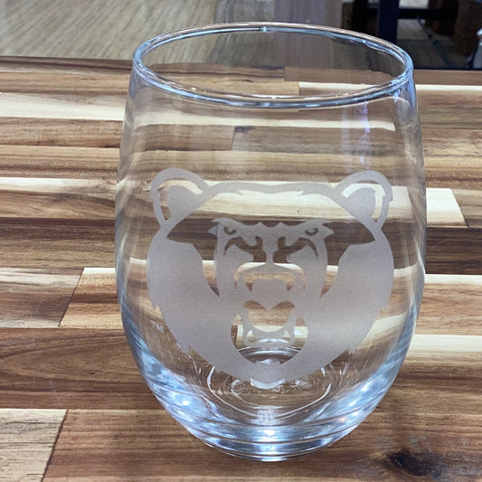Wine glass bruins bear