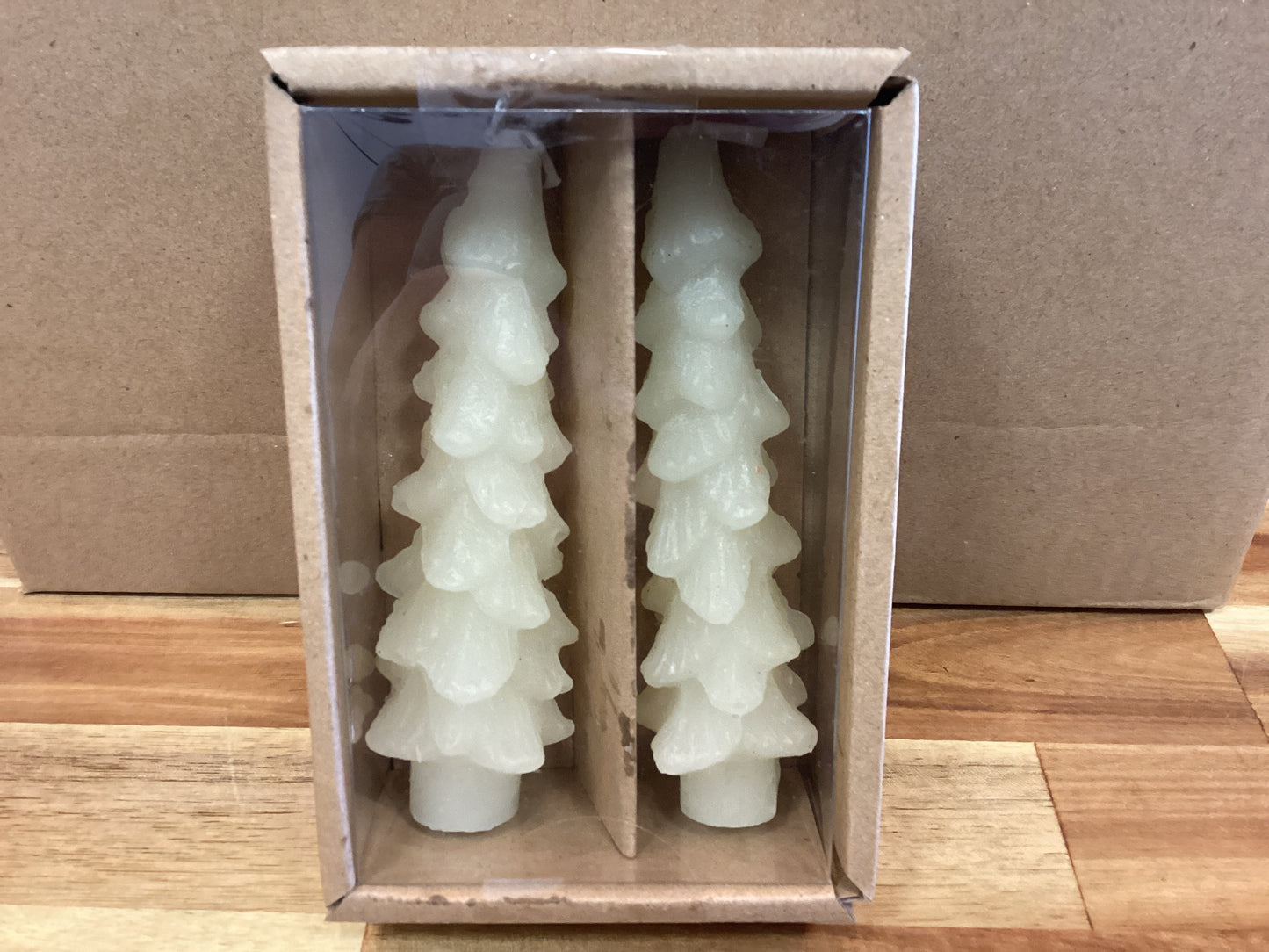 5” tree shaped taper candle/cream/2 ina box