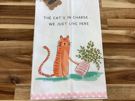 Cat in charge Ric Rac towel