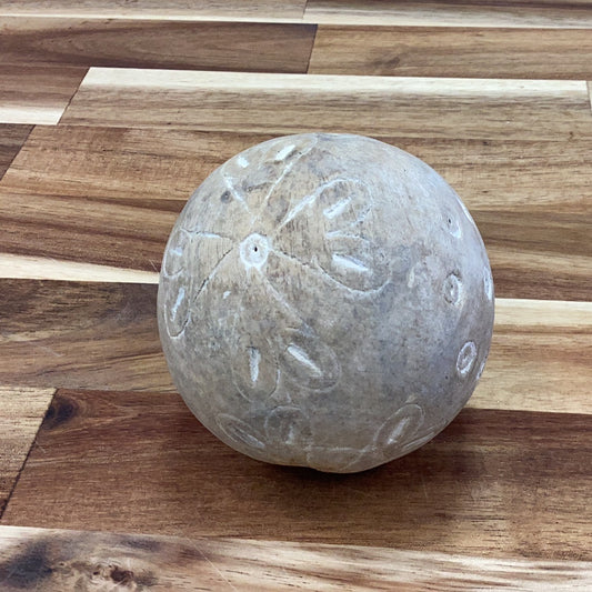 3” round hand carved mango wood ball