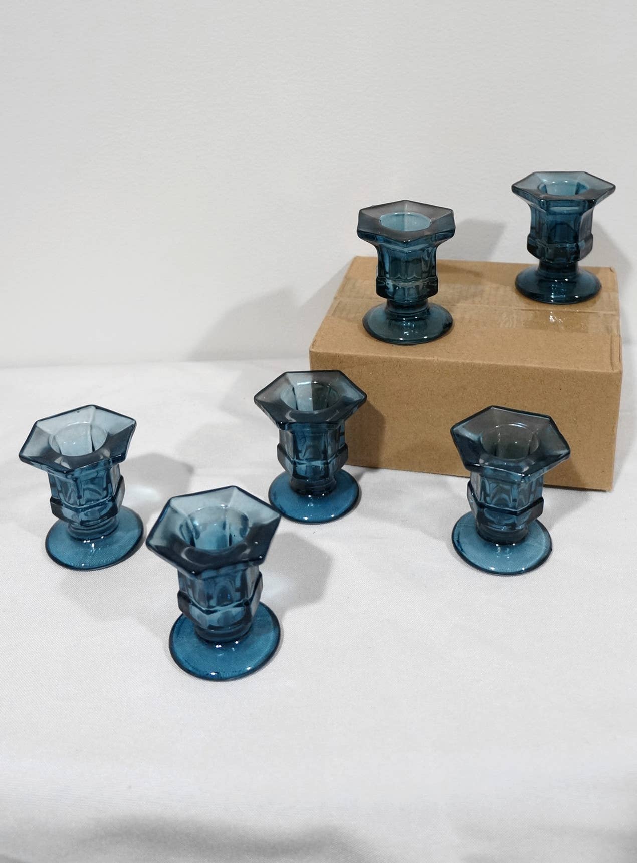Glass Candlestick Holders Taper Candle Holders Tabletop: Blue