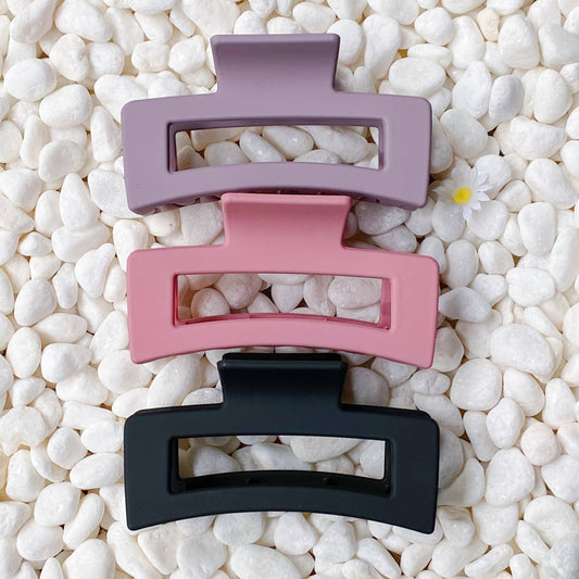 Monotone Hair Claw Set: Black,mauve,dusty rose