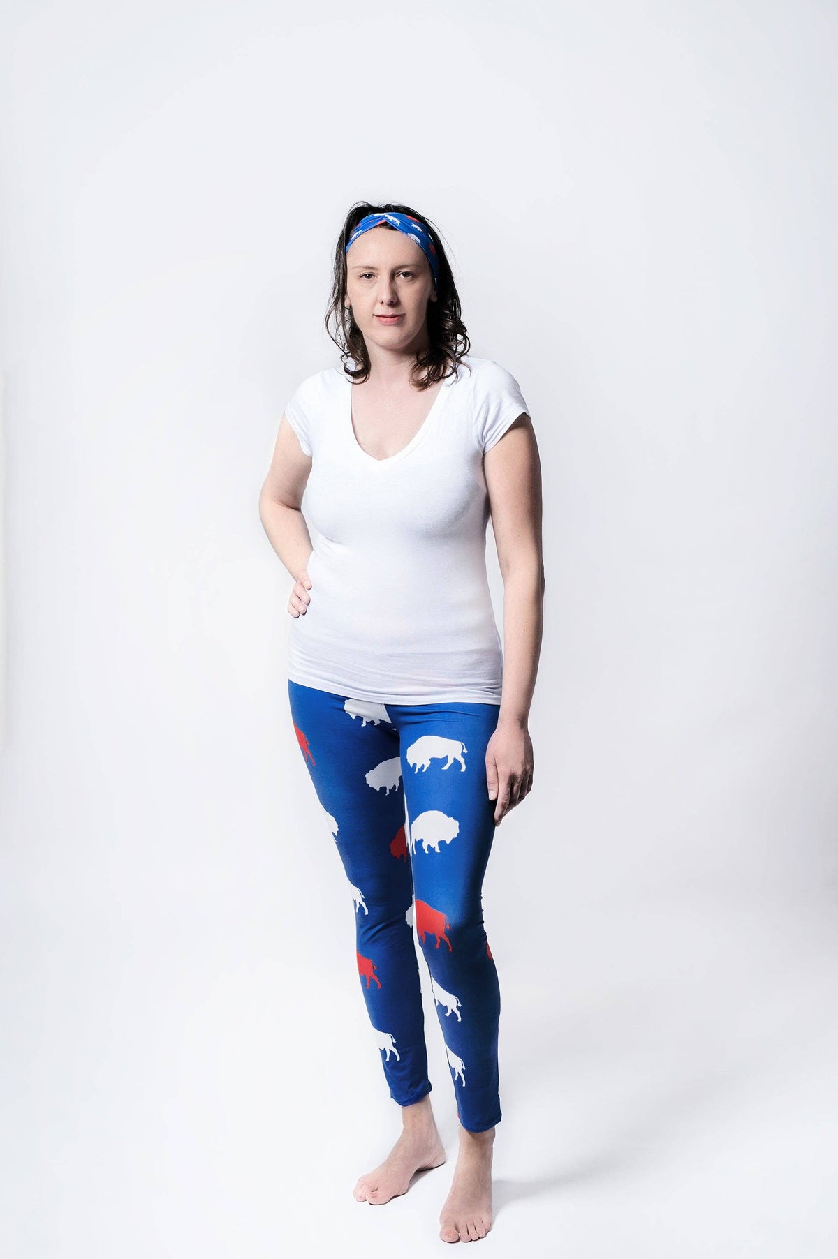 Cozy Adult Red and Blue Buffalo Leggings: Size 0 (Women's XS)