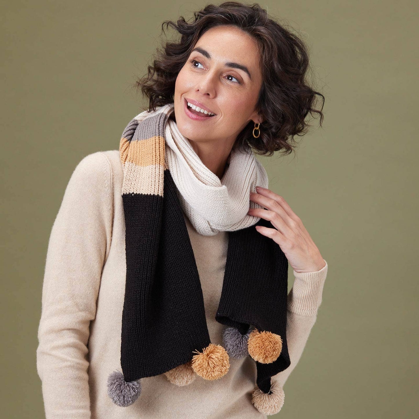 PICCADILLY BLACK TAN Stripe Scarf