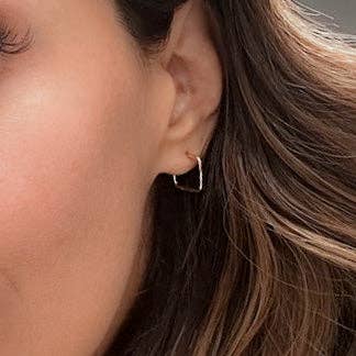 Square Hoop Stud Earrings | 14k Gold Fill & Sterling Silver: Silver