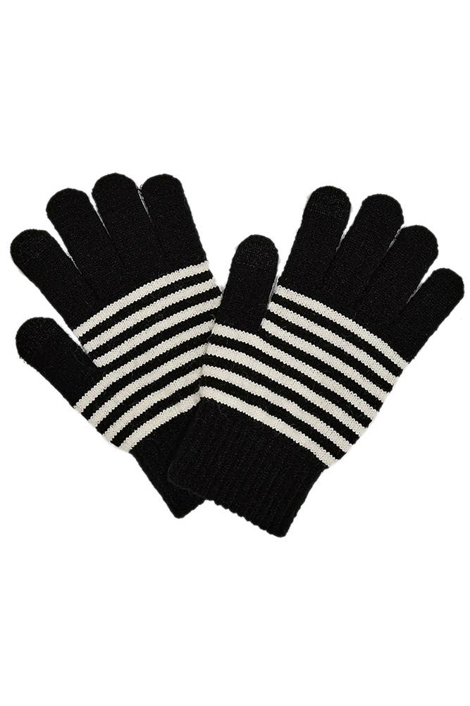 Holiday Striped Gloves: Red