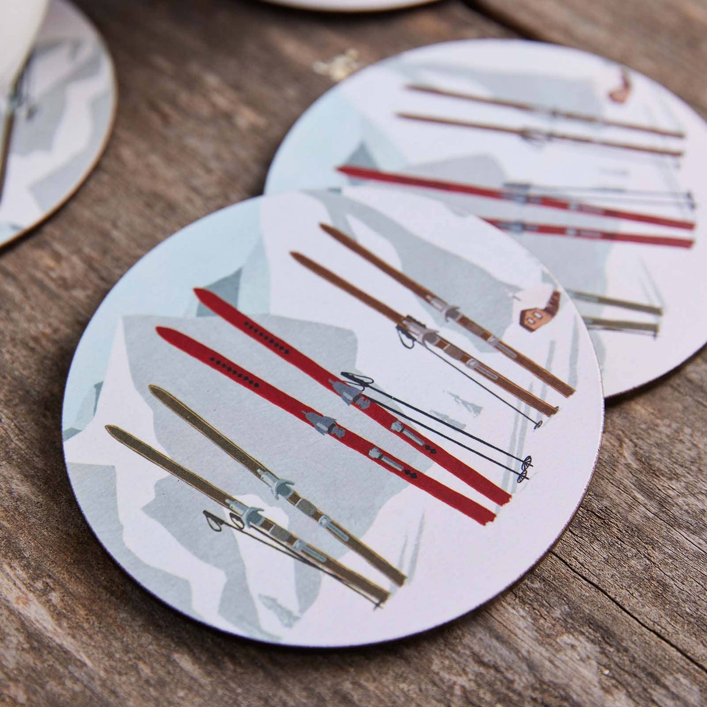 NORDIC SKI Round Coasters, Set of 4