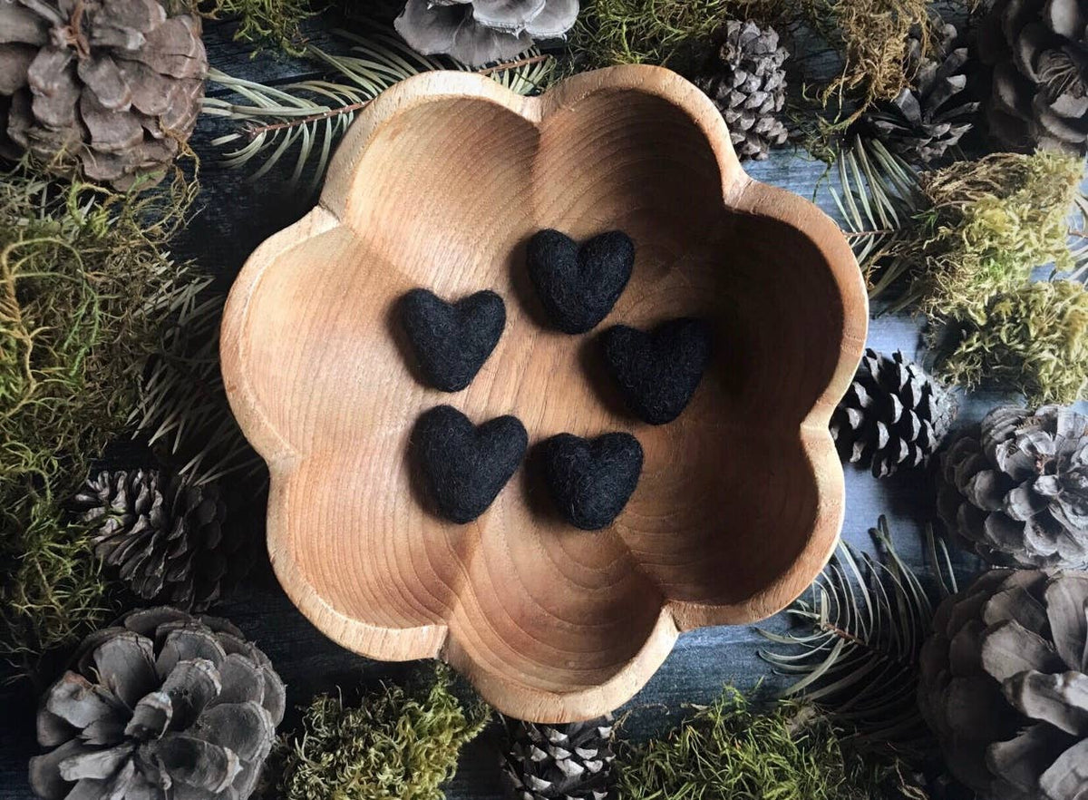 Wool Heart | Felted Wool Mini Decor | 23 Colors: Jasper Green