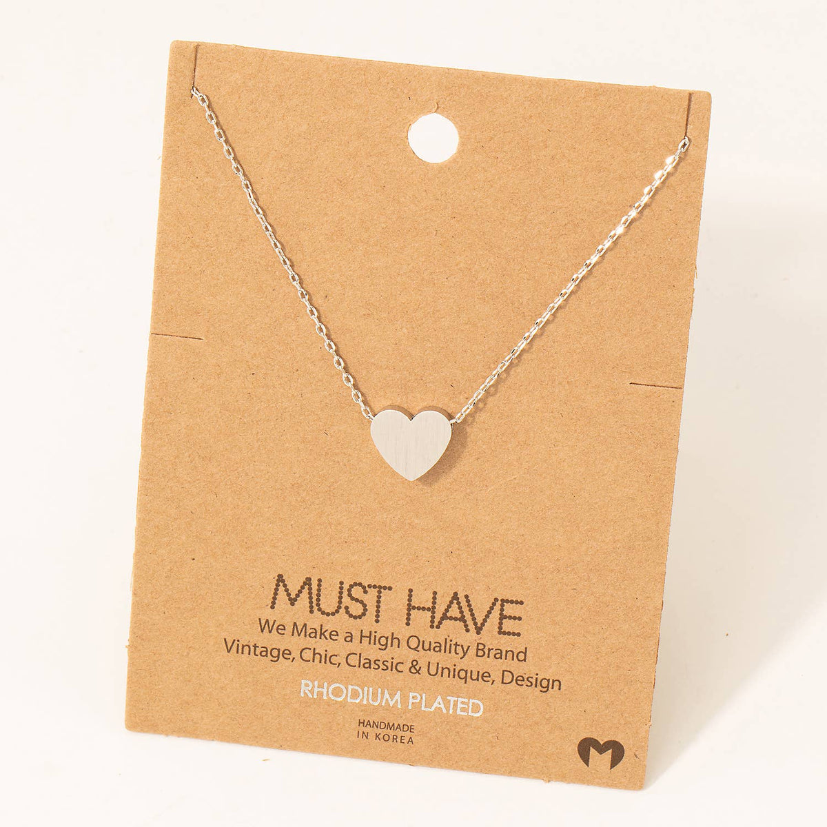 Brushed Heart Necklace: Gold