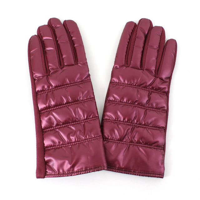 Shiny Puffer Gloves: Black