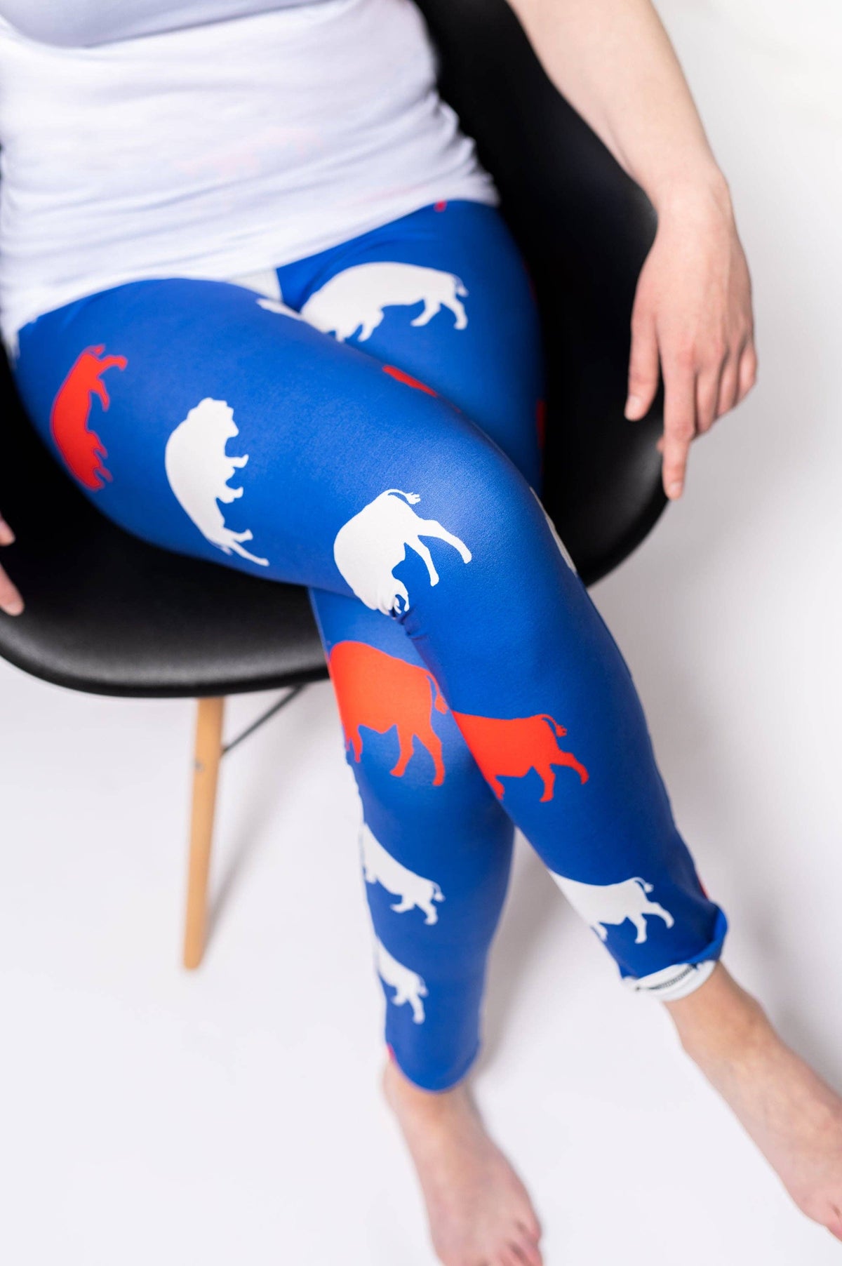 Cozy Adult Red and Blue Buffalo Leggings: Size 0 (Women's XS)