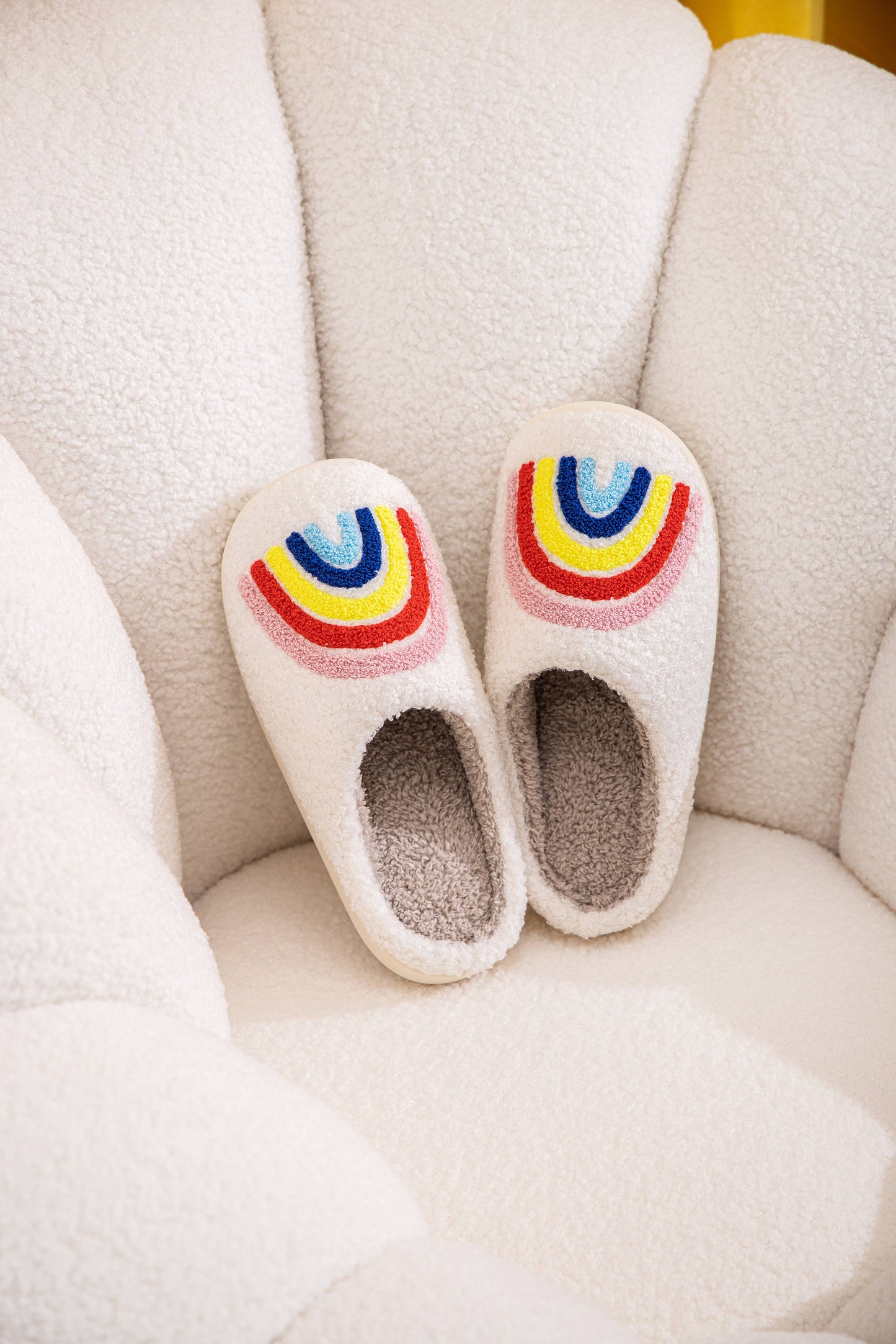 Rainbow Illustrated Soft Fluffy Comfy Warm House Slipper: Large