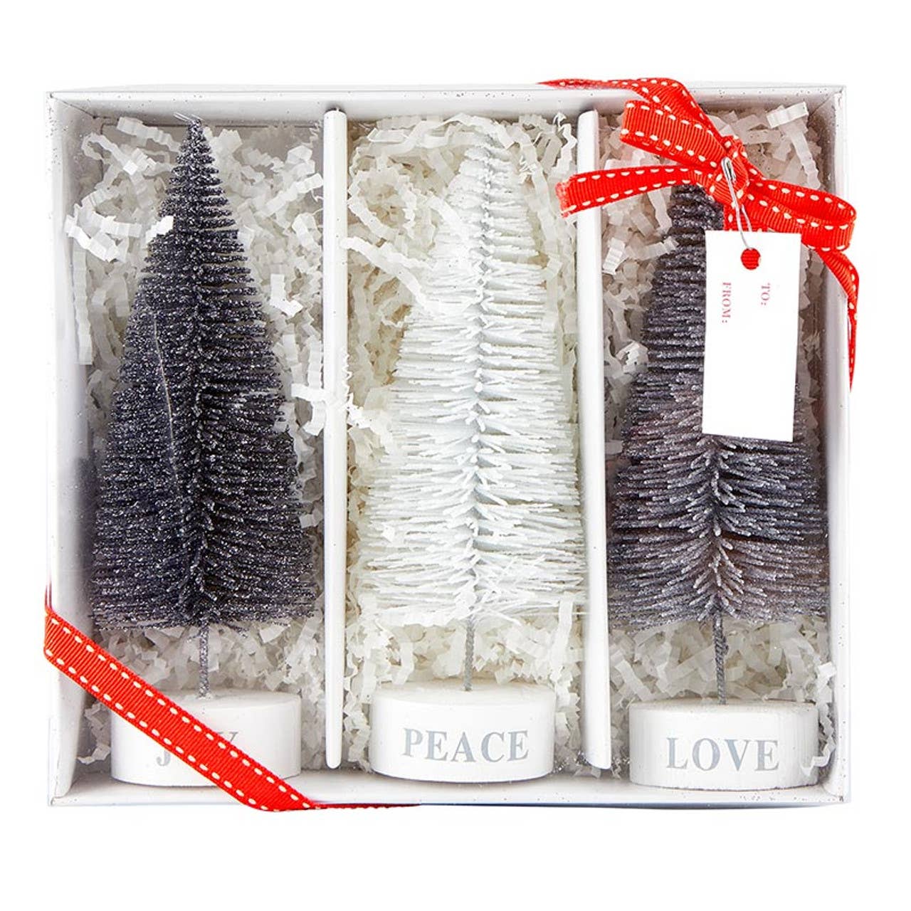 Face to Face Bottle Brush Tree Set - Tree Tops Glisten