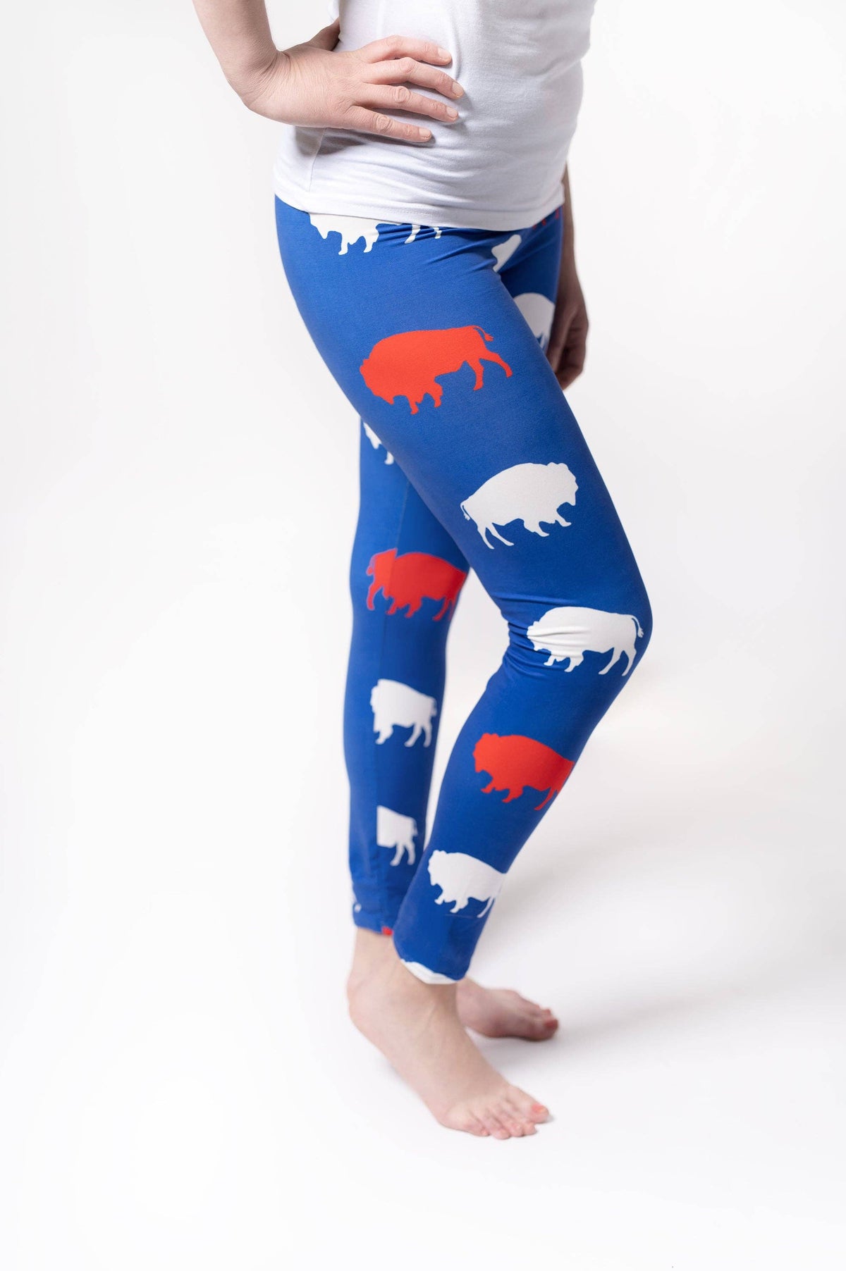 Cozy Adult Red and Blue Buffalo Leggings: Size 0 (Women's XS)