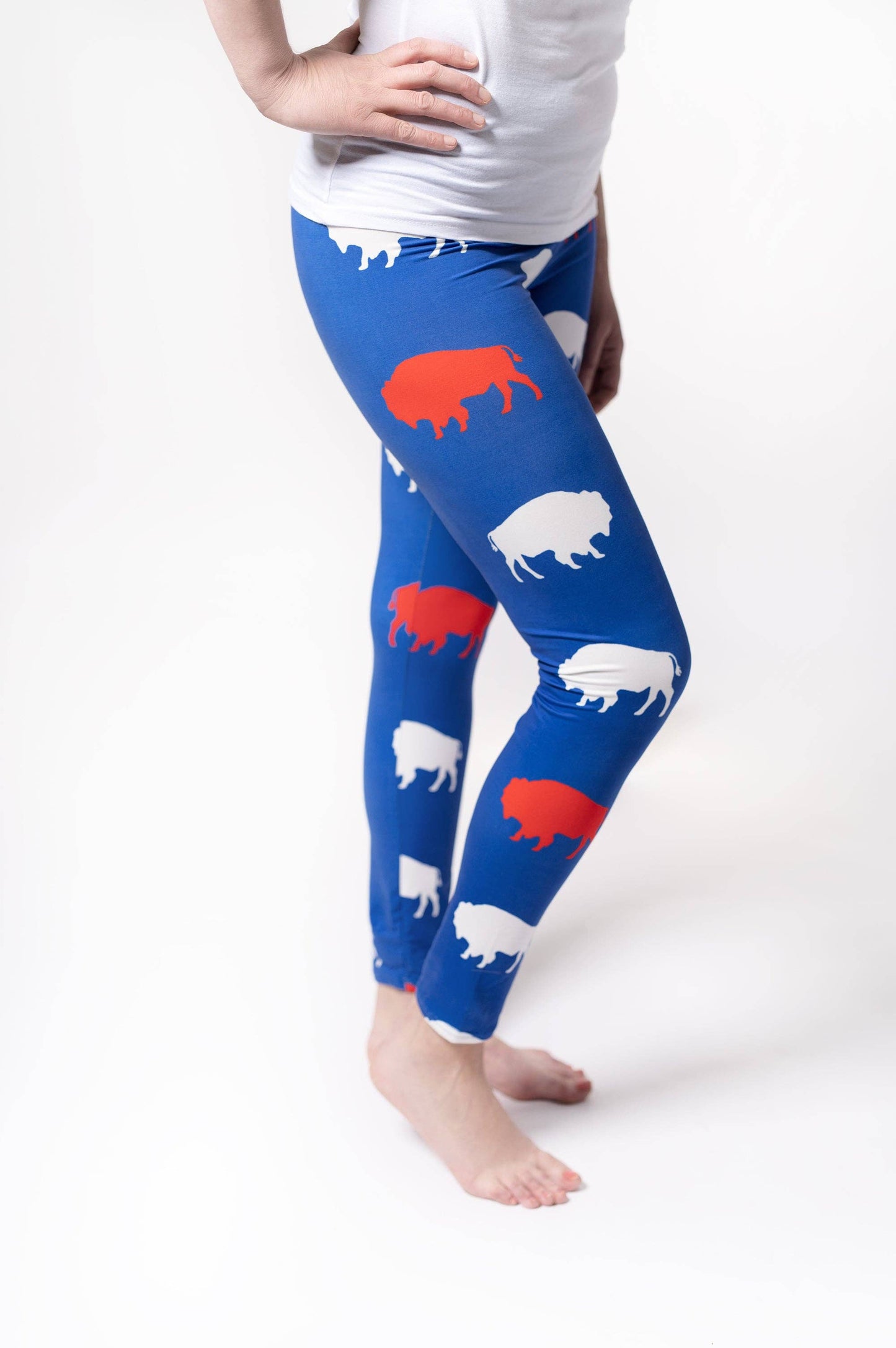 Cozy Adult Red and Blue Buffalo Leggings: Size 1 (Women's S/M)