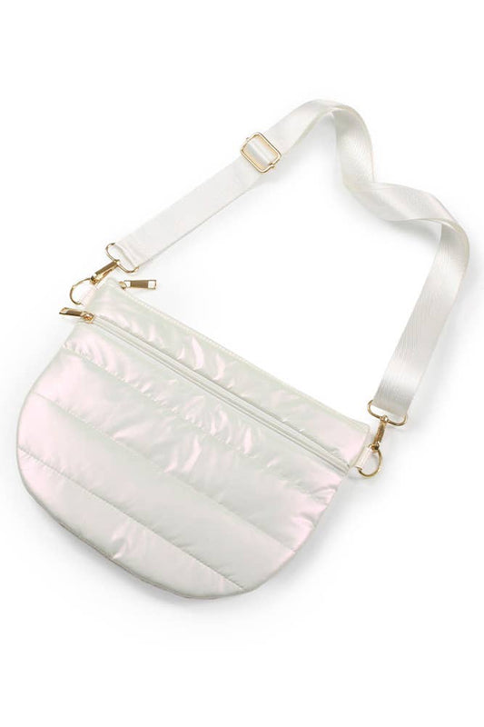 Puffy Half Moon Bag: Platinum