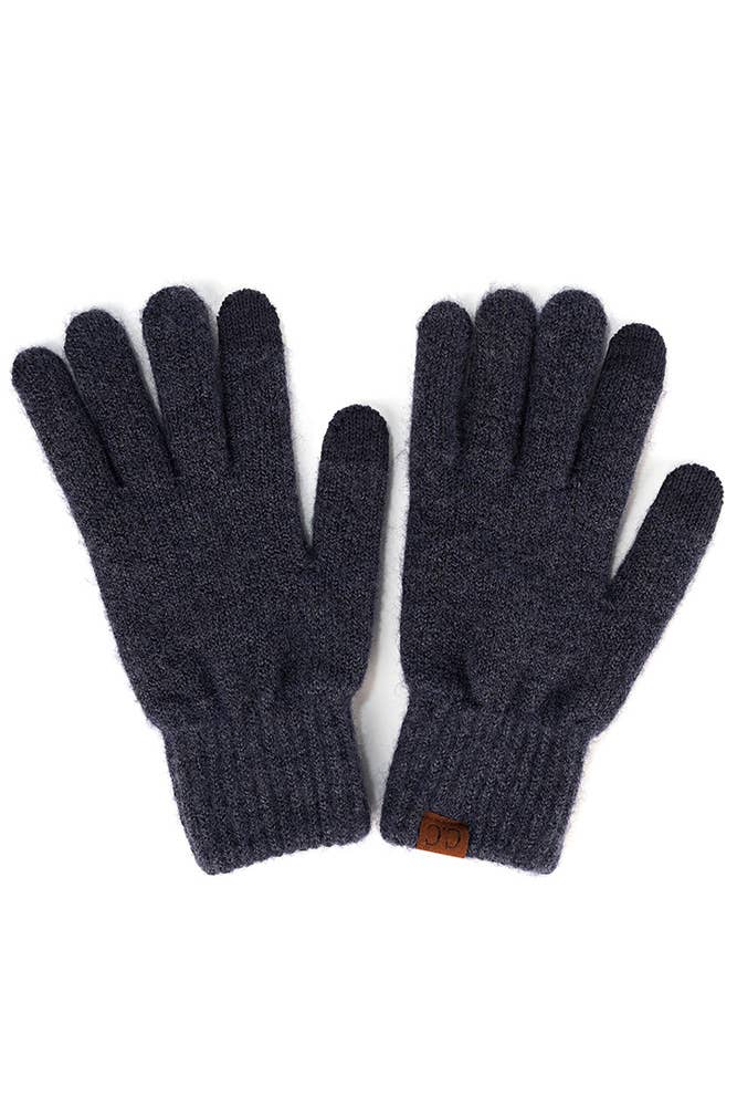 C.C Heather Knit Plain Gloves: Wine