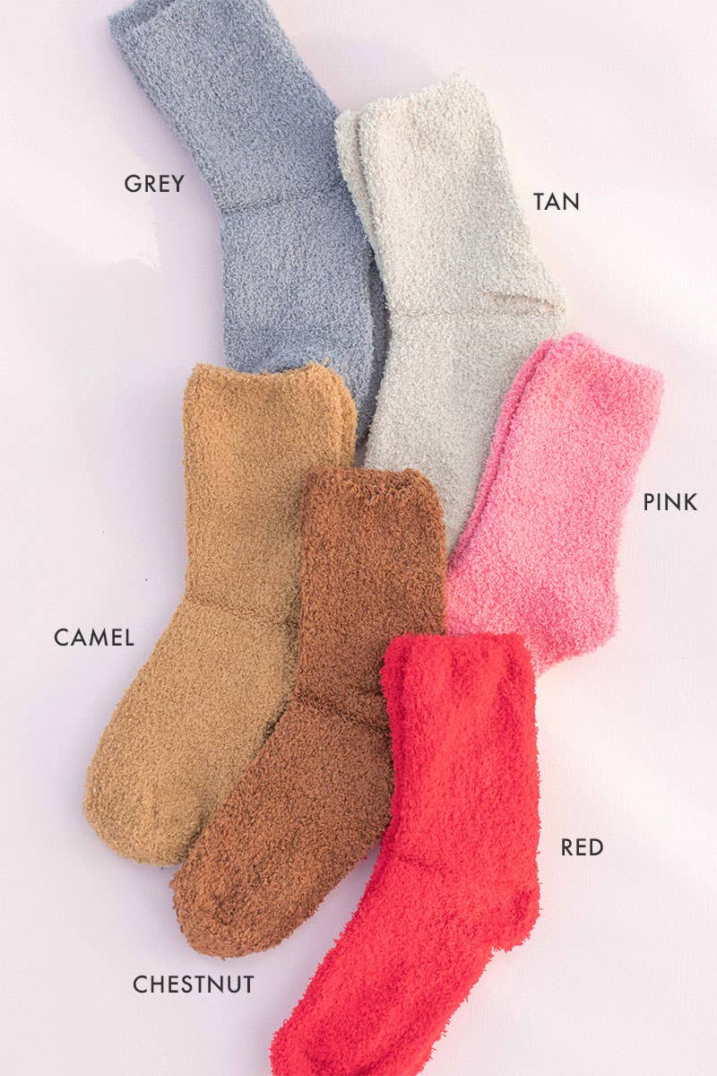 Solid Color Fuzzy Socks: Red