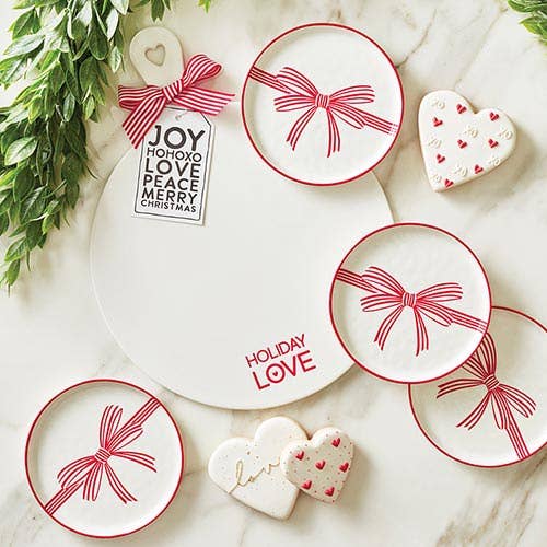 Red Bow Appetizer Plates - Holiday Love - individual