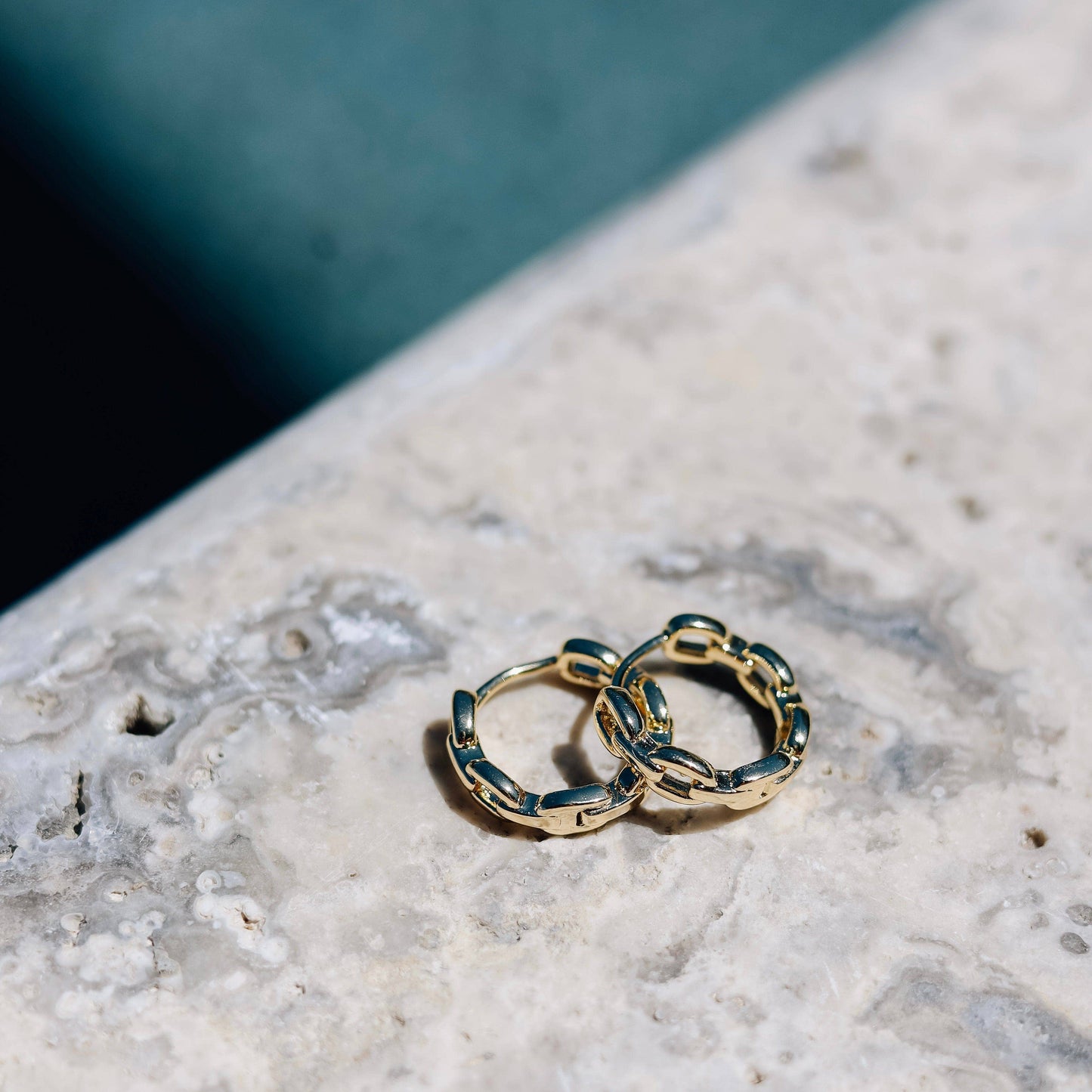 Chain Link Huggie Earrings- Waterproof