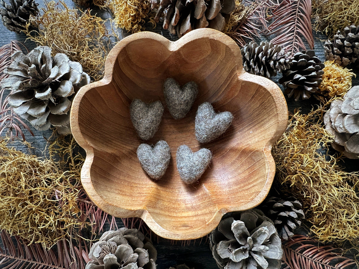 Wool Heart | Felted Wool Mini Decor | 23 Colors: Jasper Green