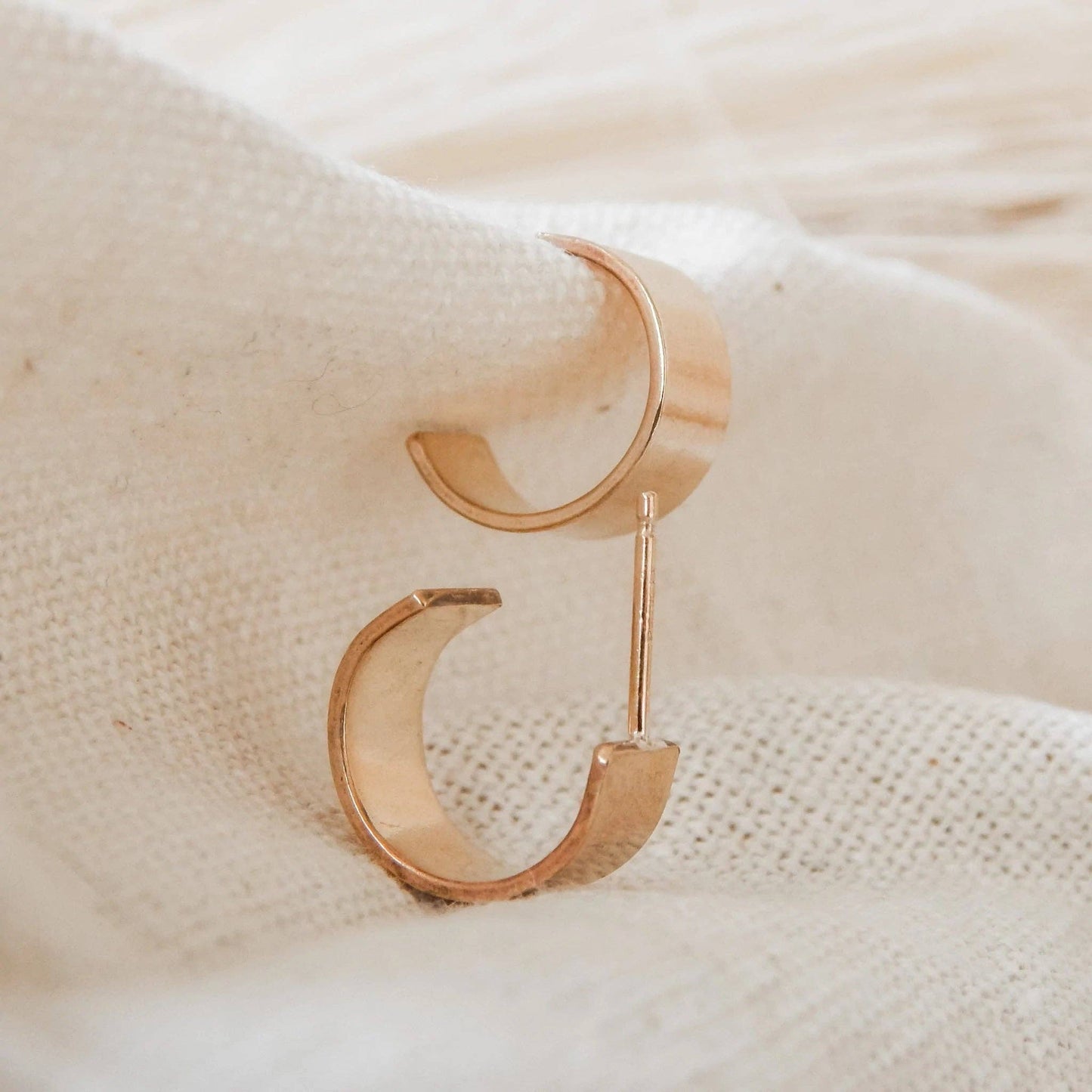 Thick Huggie Hoop Earrings | 14k Gold Fill & Sterling Silver: Gold