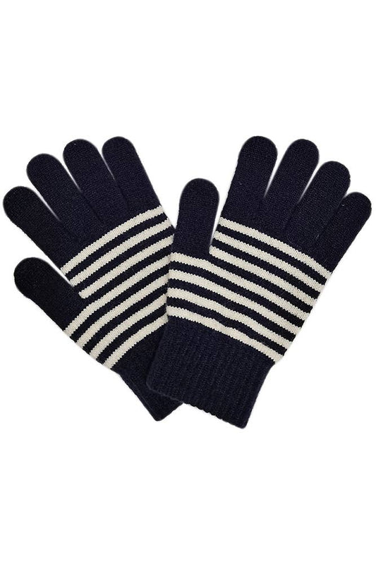 Holiday Striped Gloves: Navy