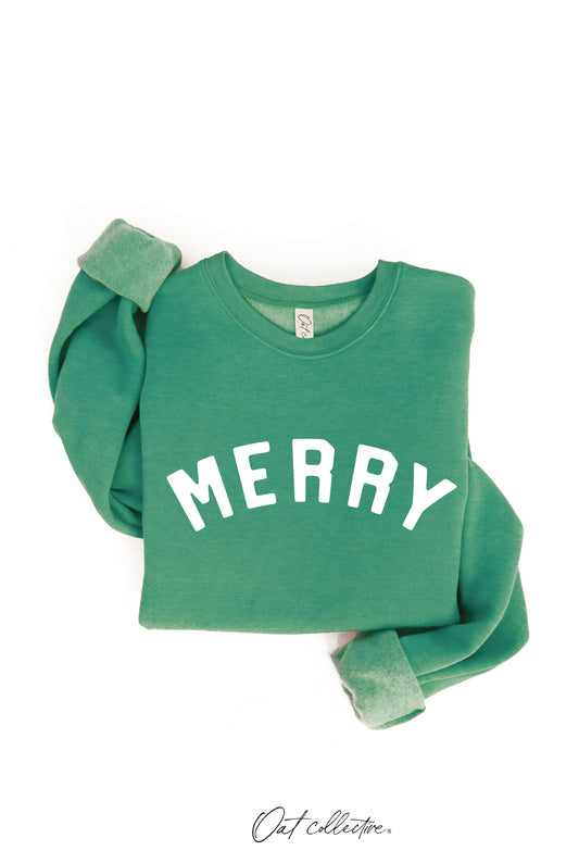 MERRY Graphic Sweatshirt: EMERALD / XL