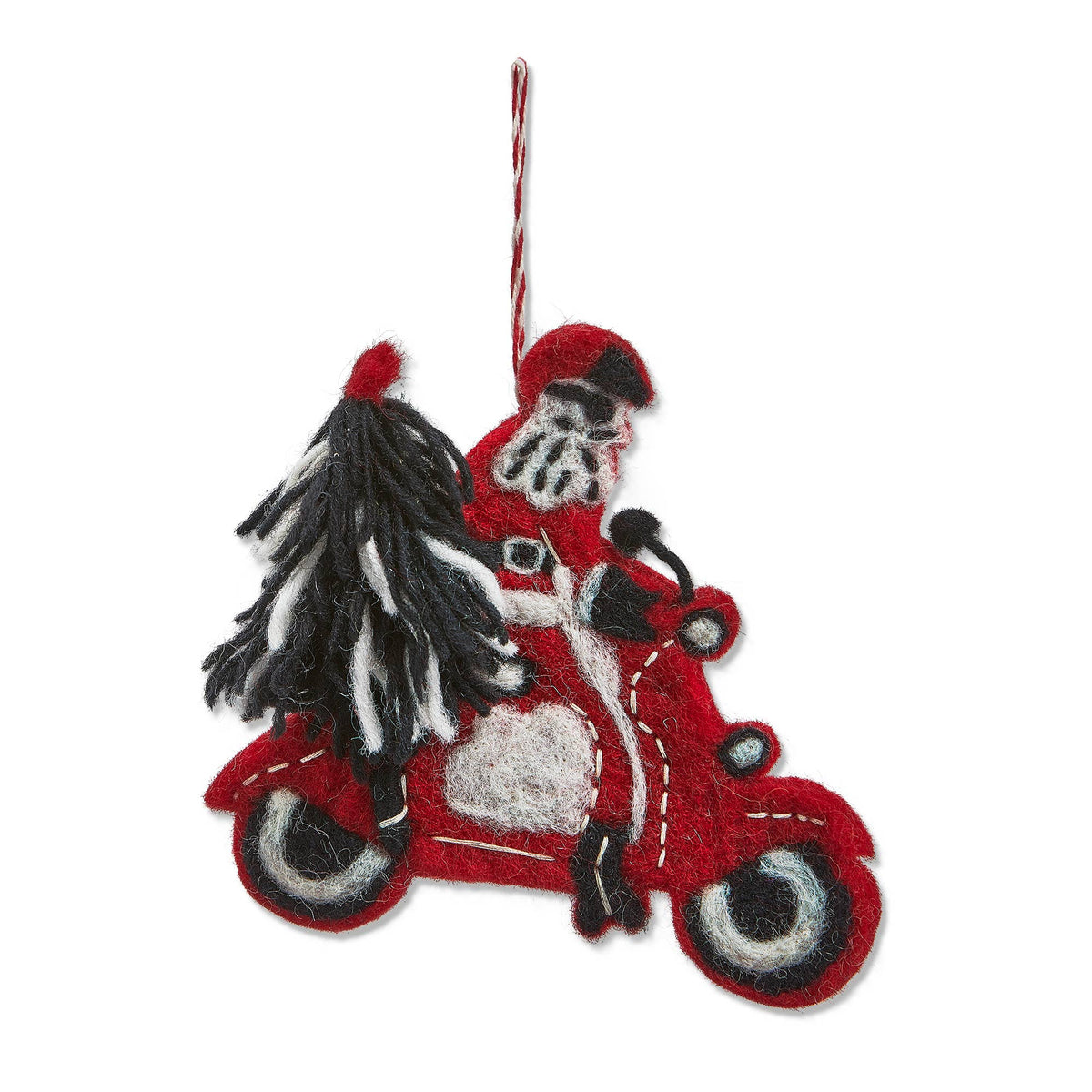 SALE Christmas Santa On Moped Ornament - Red Multi