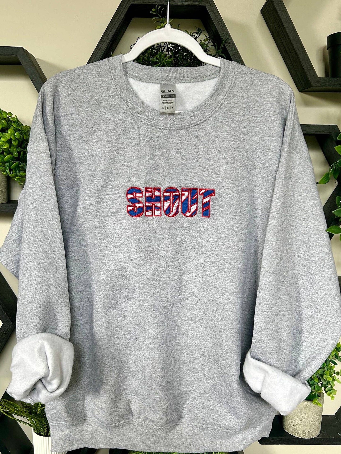 Embroidered Bills Shout Crewneck sweatshirt|L