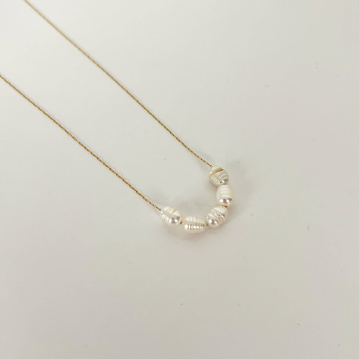 Dainty Freshwater Pearls Necklace, Waterproof, Gold