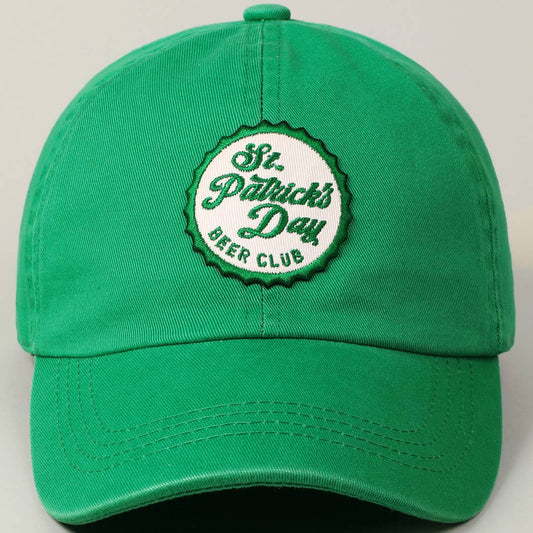 St. Patrick's Day Beer Club Embroidery Patch Cap: Green / ONE SIZE