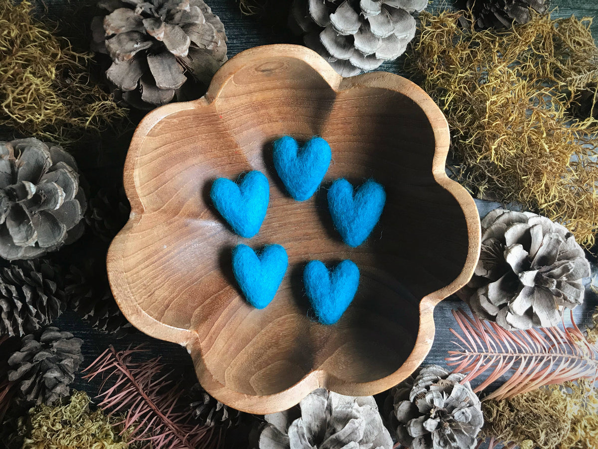 Wool Heart | Felted Wool Mini Decor | 23 Colors: Jasper Green