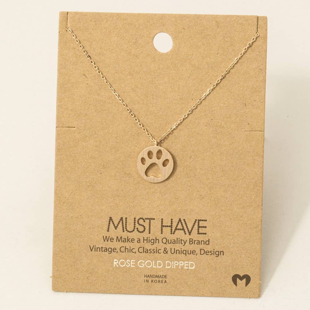 Paw Print Pendant Necklace: G