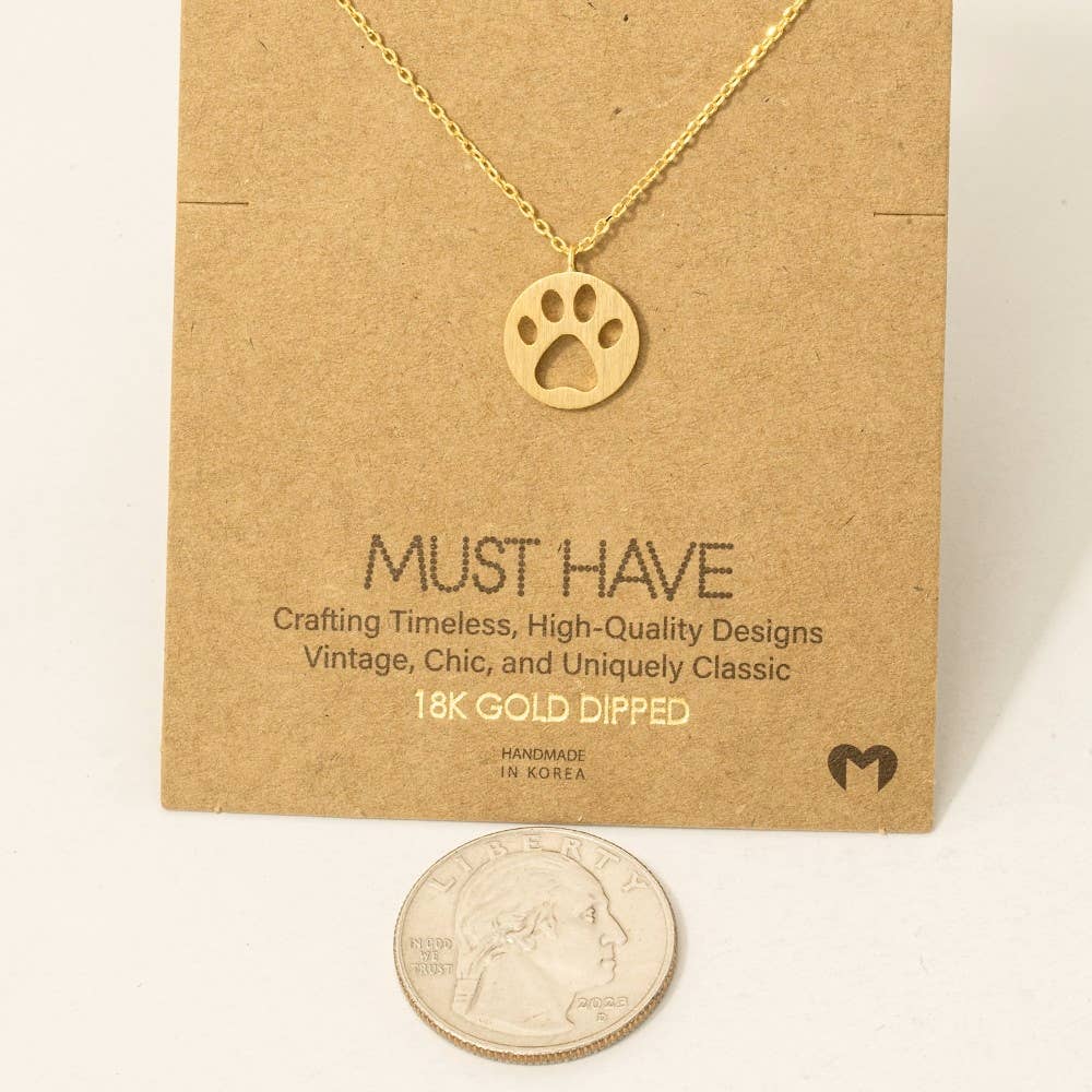 Paw Print Pendant Necklace: G