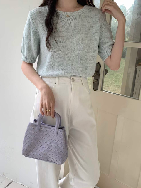 Coffee Mini Woven Top-Handle Crossbody Bag w/Cosmetic Pouch: 05 Coffee