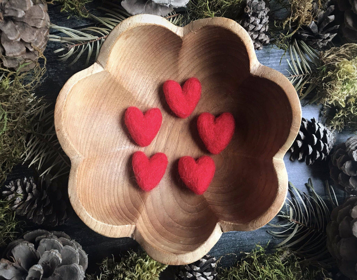 Wool Heart | Felted Wool Mini Decor | 23 Colors: Jasper Green